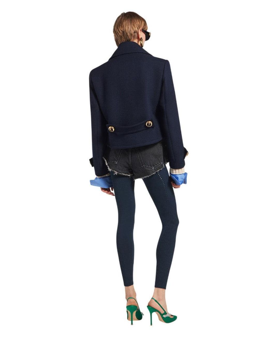 Balenciaga Blue Cropped Peacoat