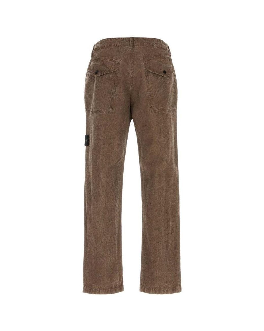 Stone Island Brown Lead Corduroy Trousers for men