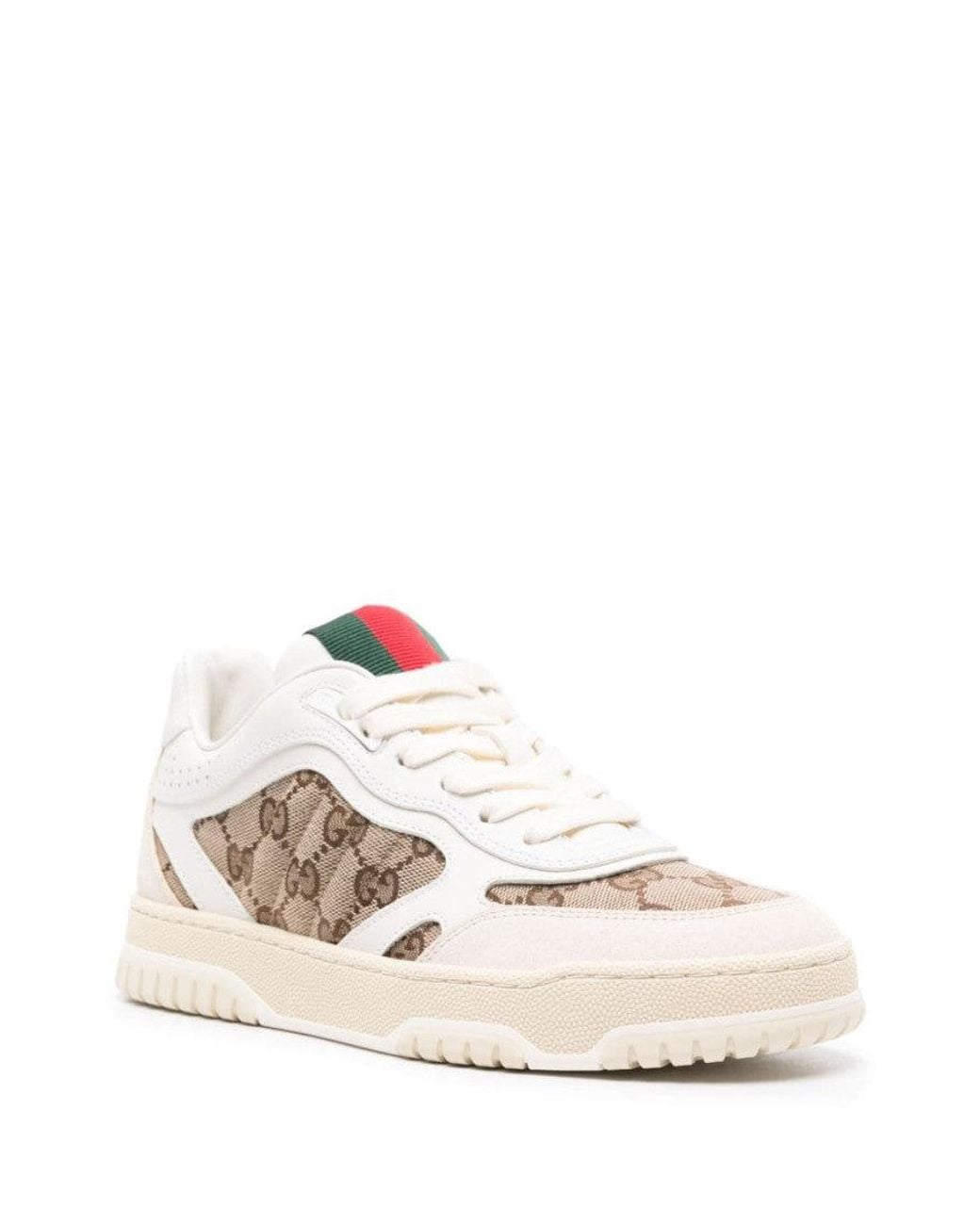 Gucci Natural Re-Web Leather Sneakers