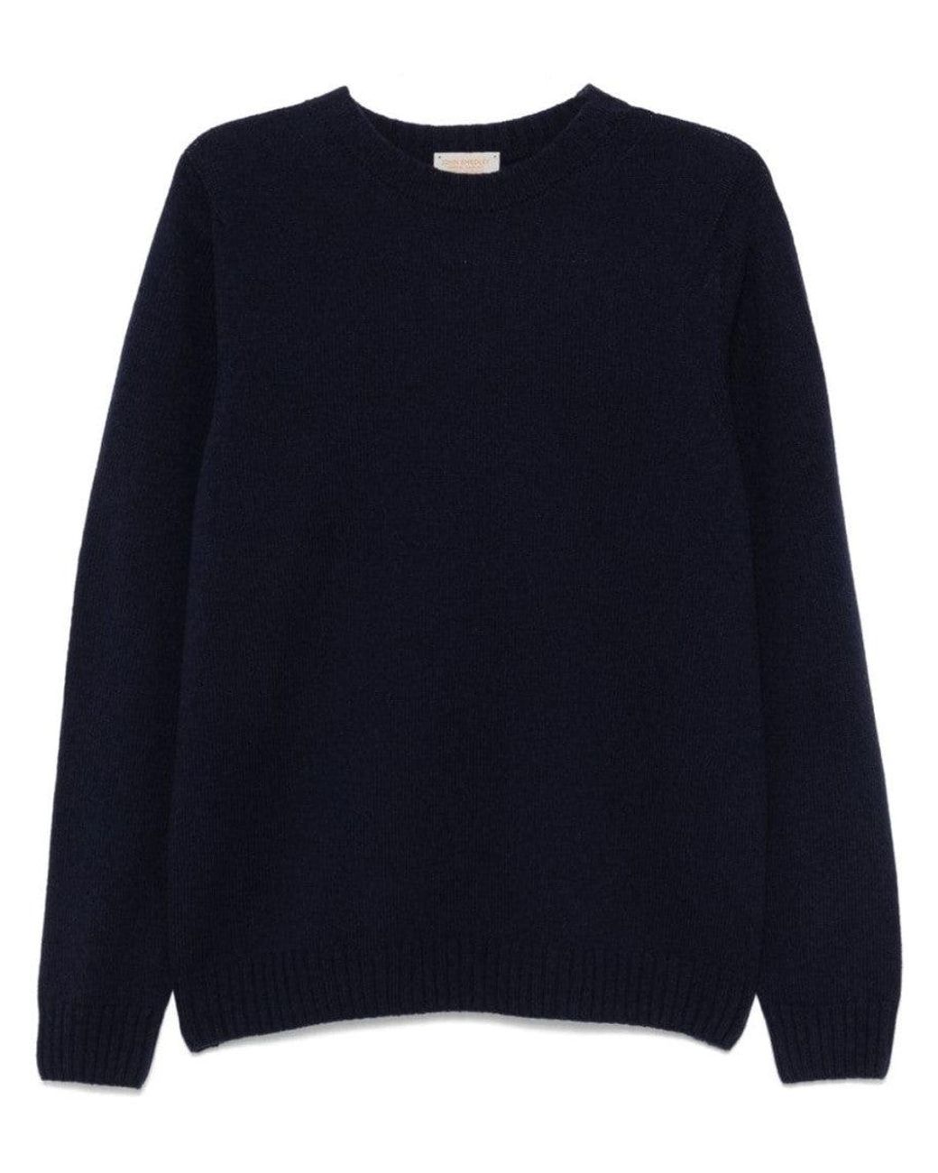John Smedley Blue Crewneck Wool Sweater for men