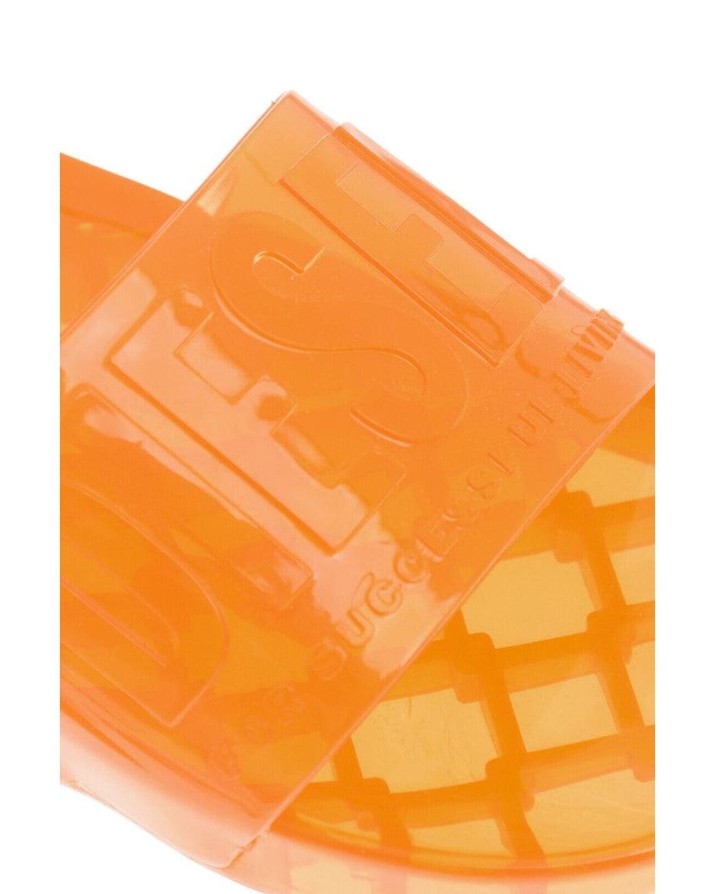 DIESEL Orange Logo Karaibi Slides for men