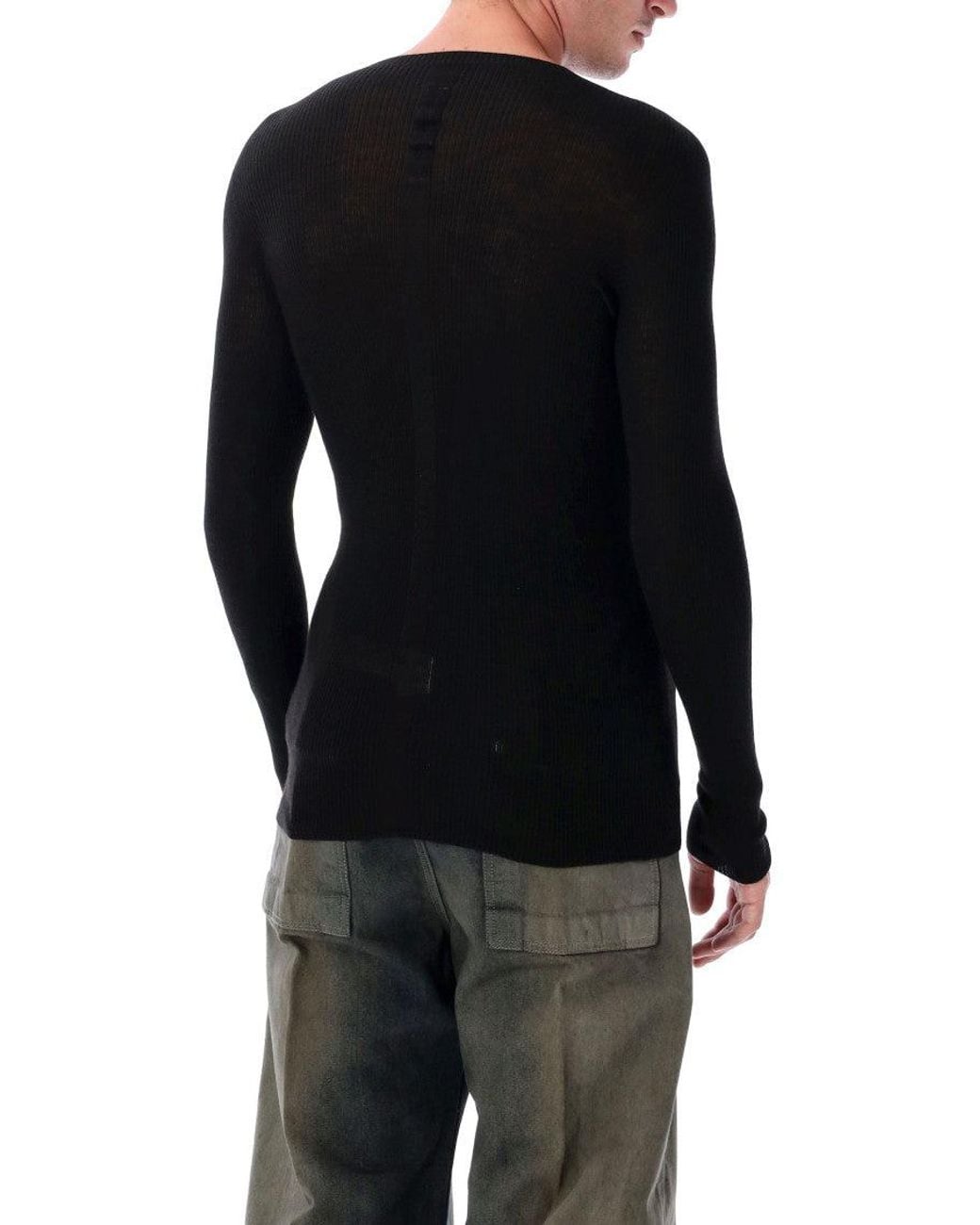 Rick Owens Blue Ribbed Sweater for men