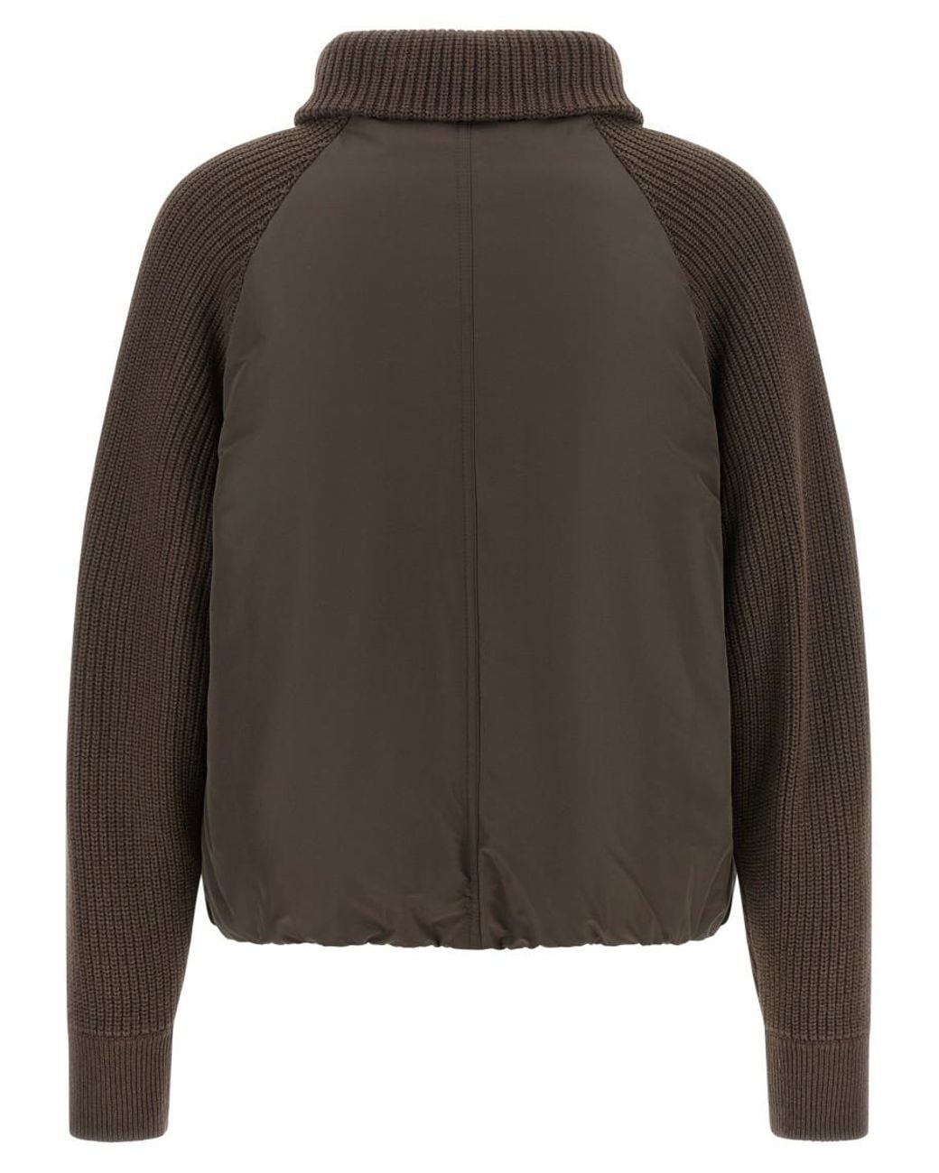 Brunello Cucinelli Green Solid Mock Collar Jacket