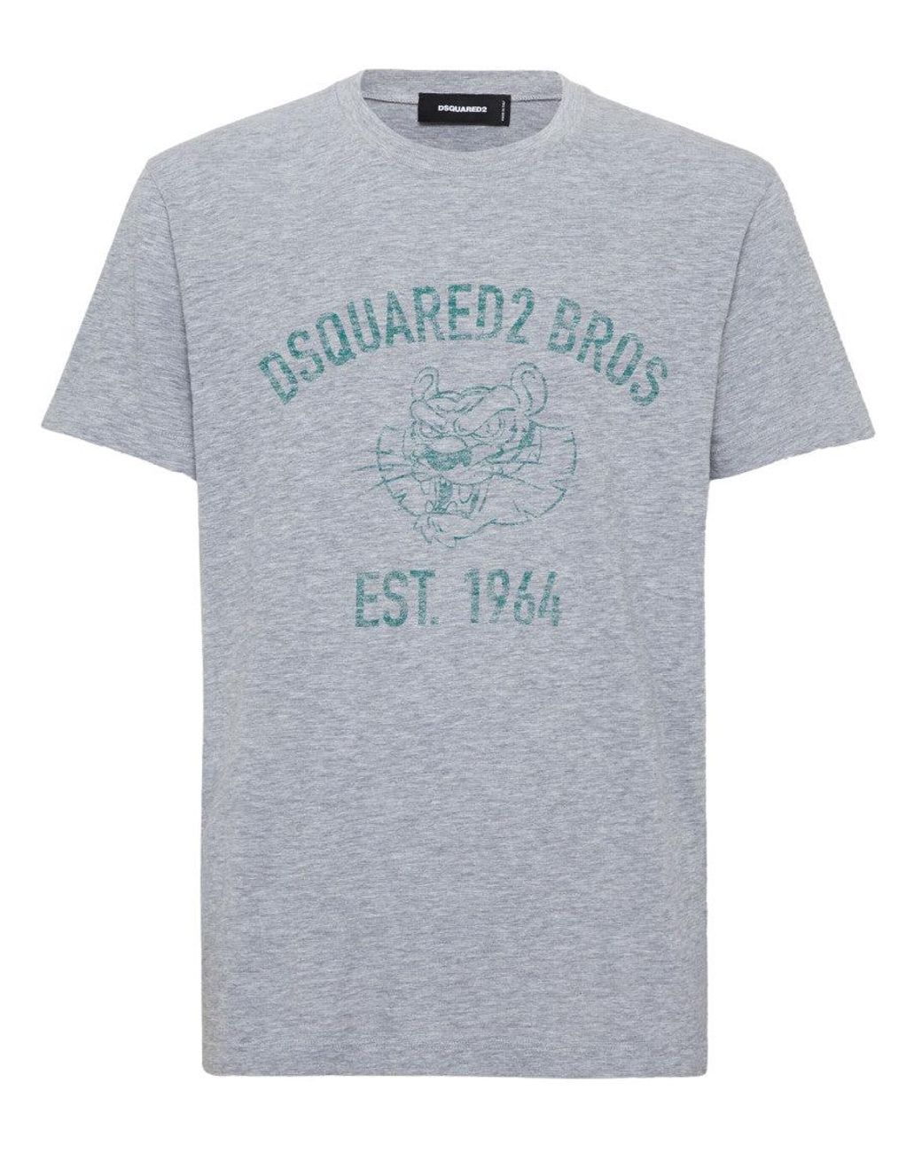 DSquared² Gray D2 Logo-Print T-Shirt for men