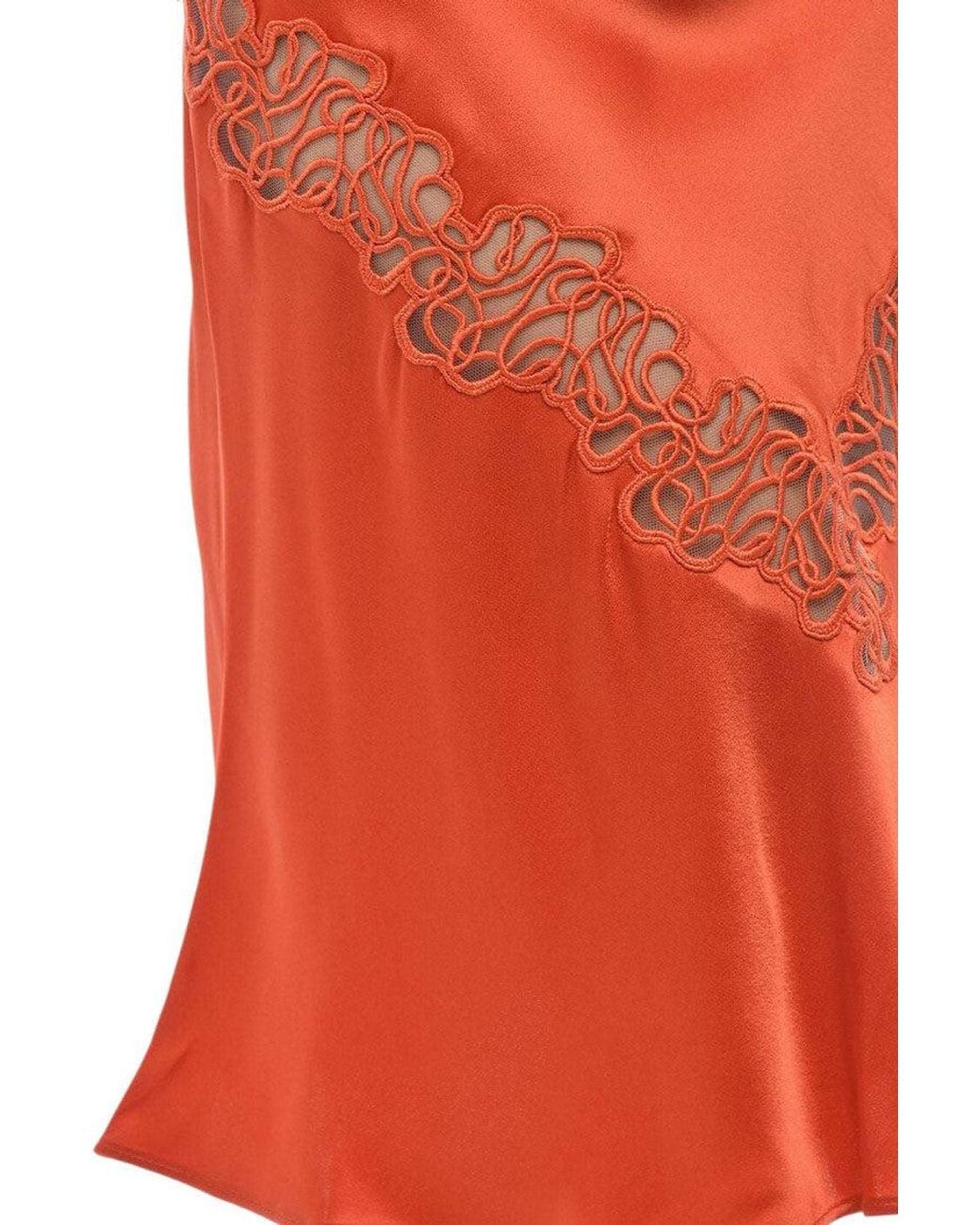 Stella McCartney Red Lace Midi Skirt