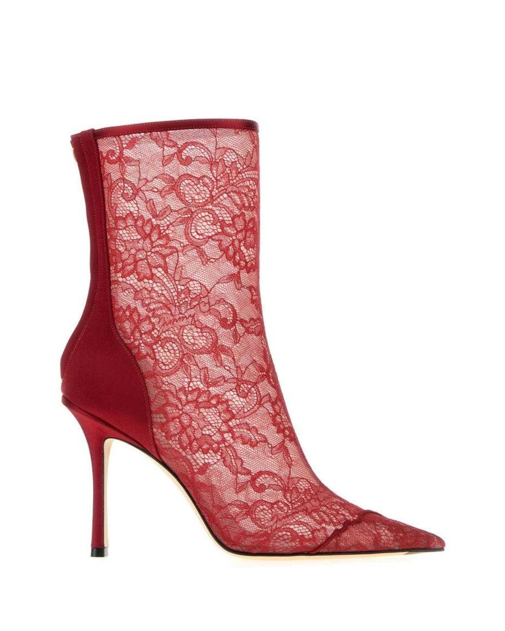 Jimmy Choo Red Lace Faiz Boots