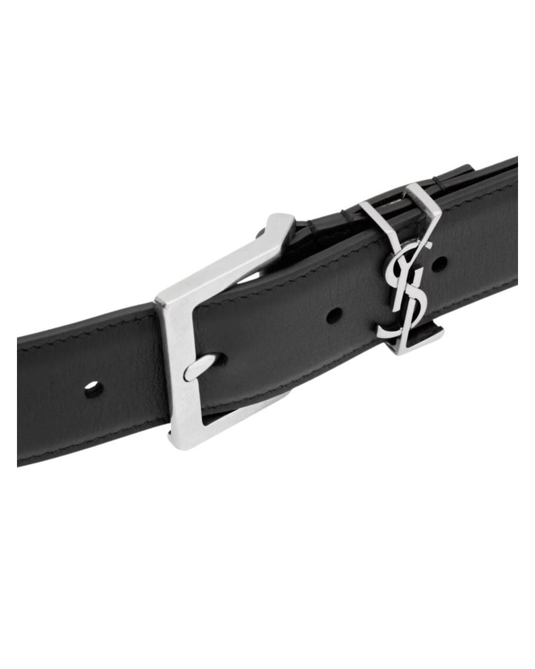 Saint Laurent White Cassandre Vadim Solid Belt for men