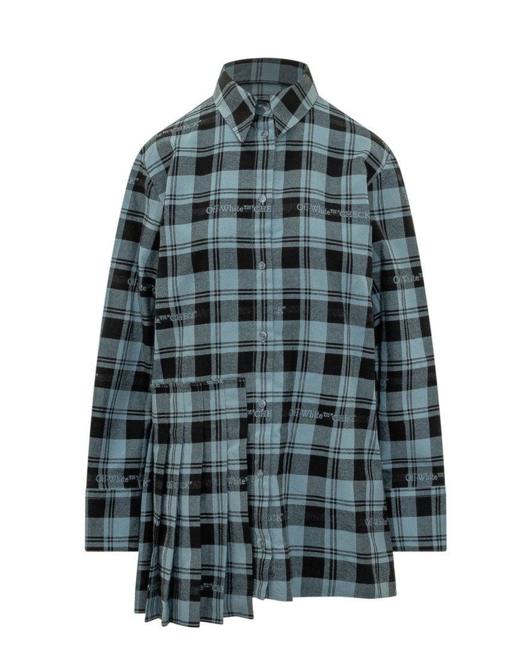 Off-White c/o Virgil Abloh Blue Check Shirt Mini Dress