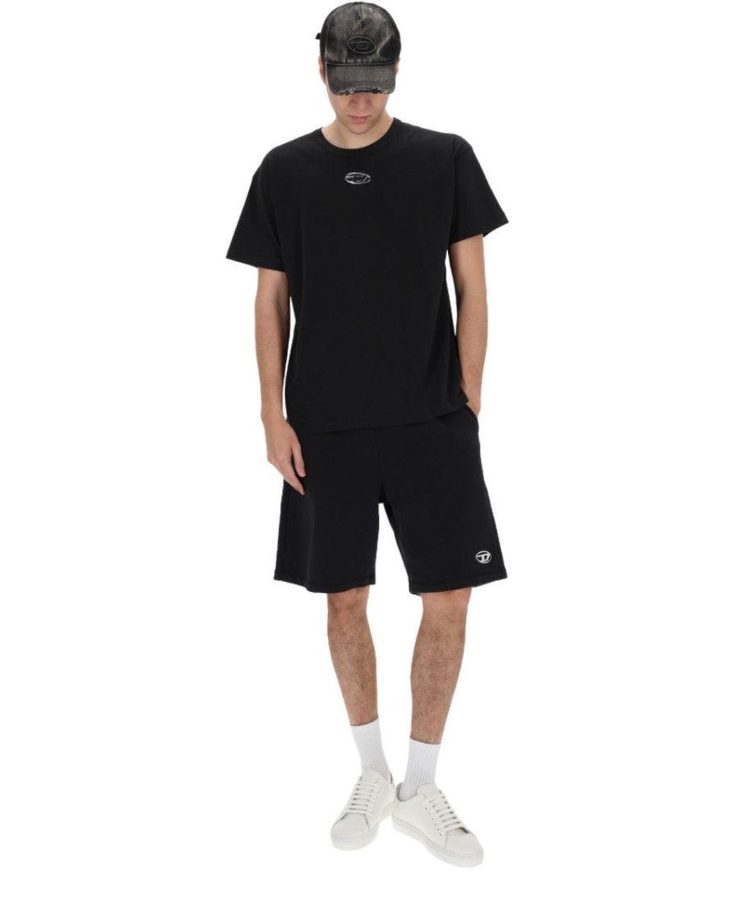 DIESEL Black Logo Shorts for men