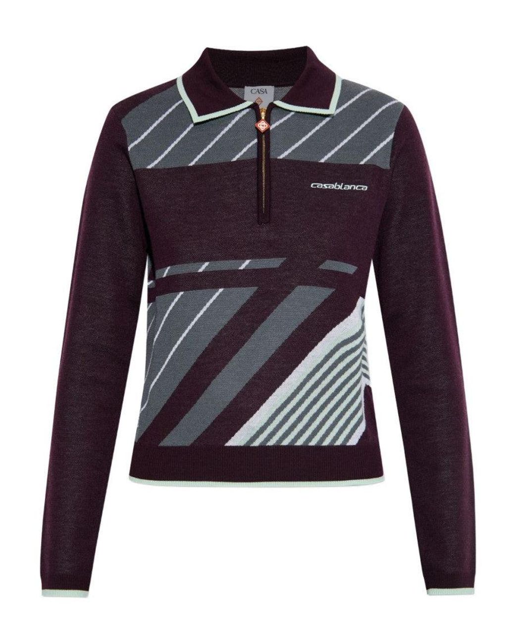 Casablanca Blue Stripe Polo Sweater