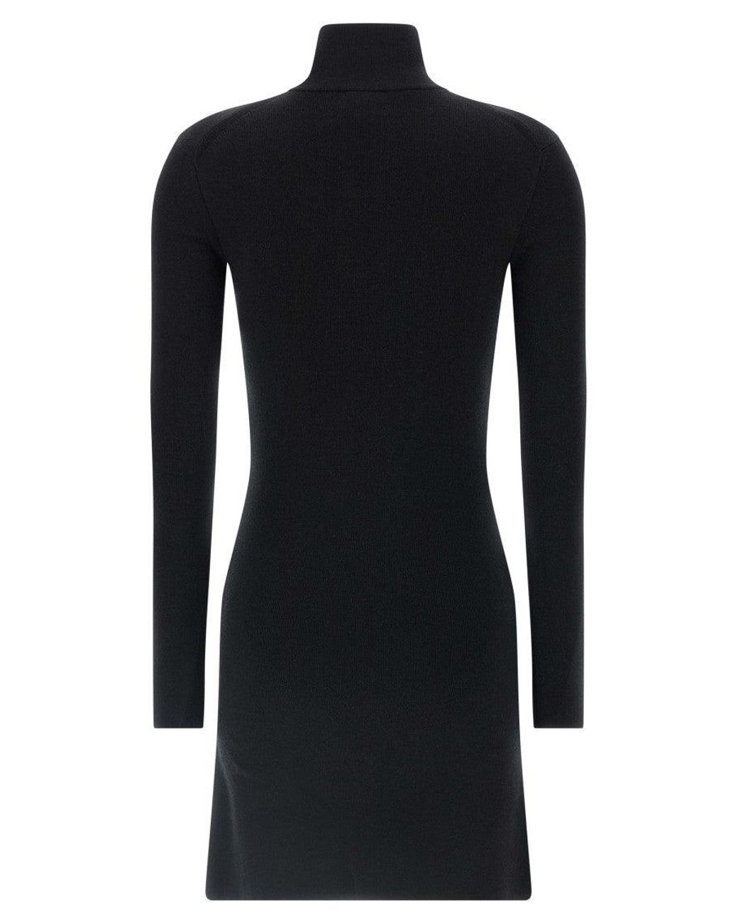 Courreges Black Merino Wool Short Dress