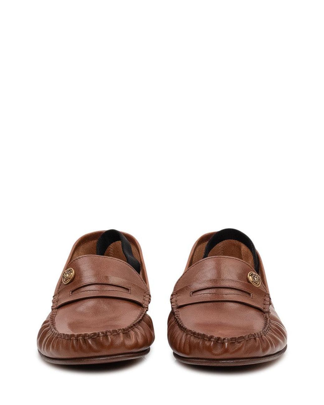 Versace Brown Leather Loafers for men
