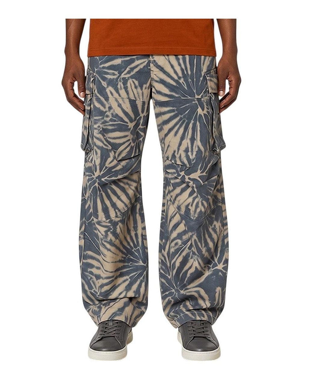DIESEL Blue Oversized Cargo Pants for men