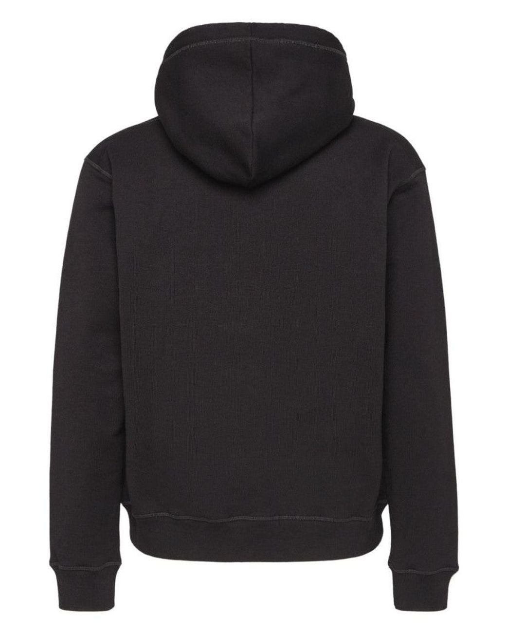 DSquared² Black Logo-Print Cotton Hoodie for men