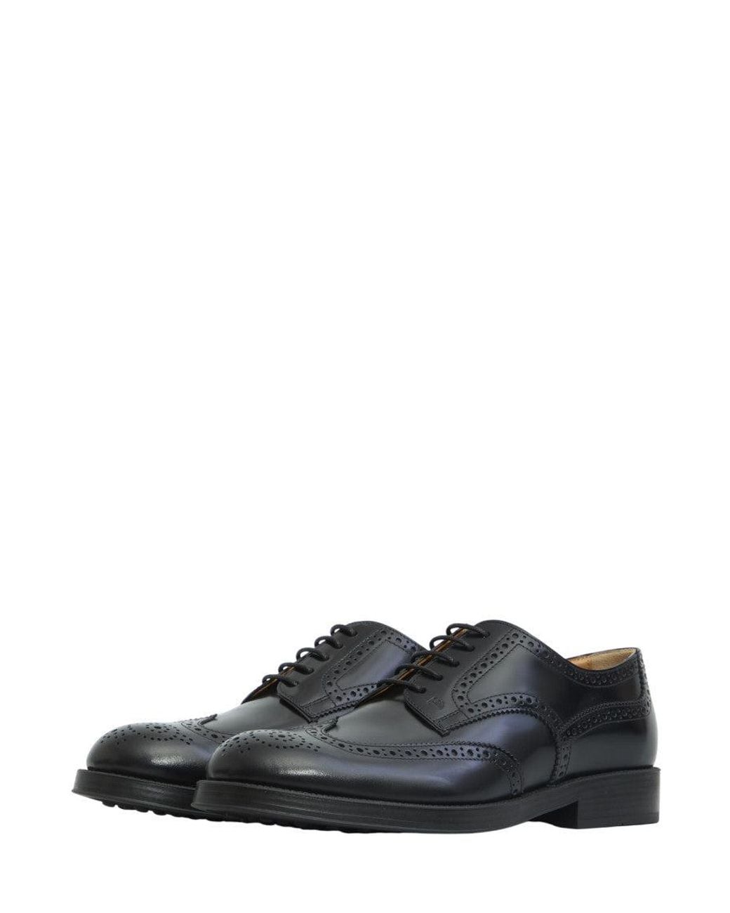 Tod's Black Perforated Wingtip Lace Ups Shoes for men
