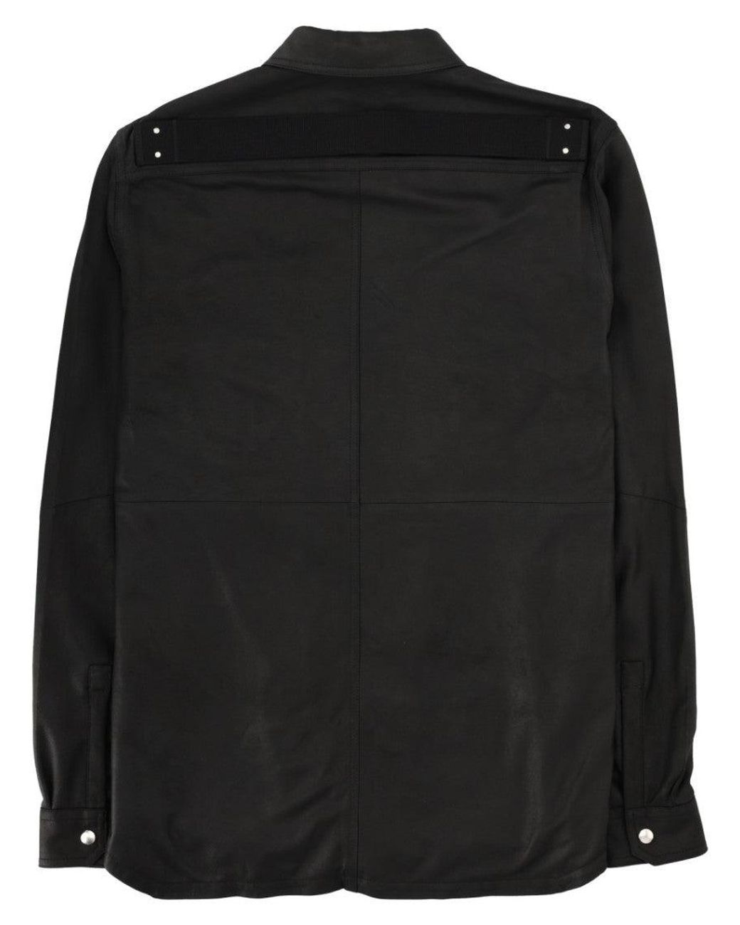 Rick Owens Black Solid Shirt Collar Jacket for men