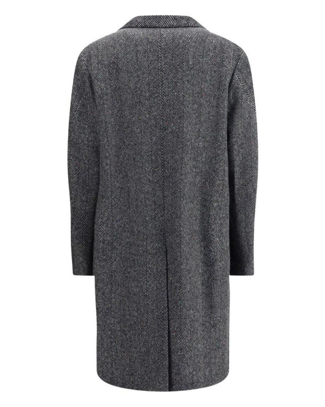 Givenchy Gray Herringbone Coat for men