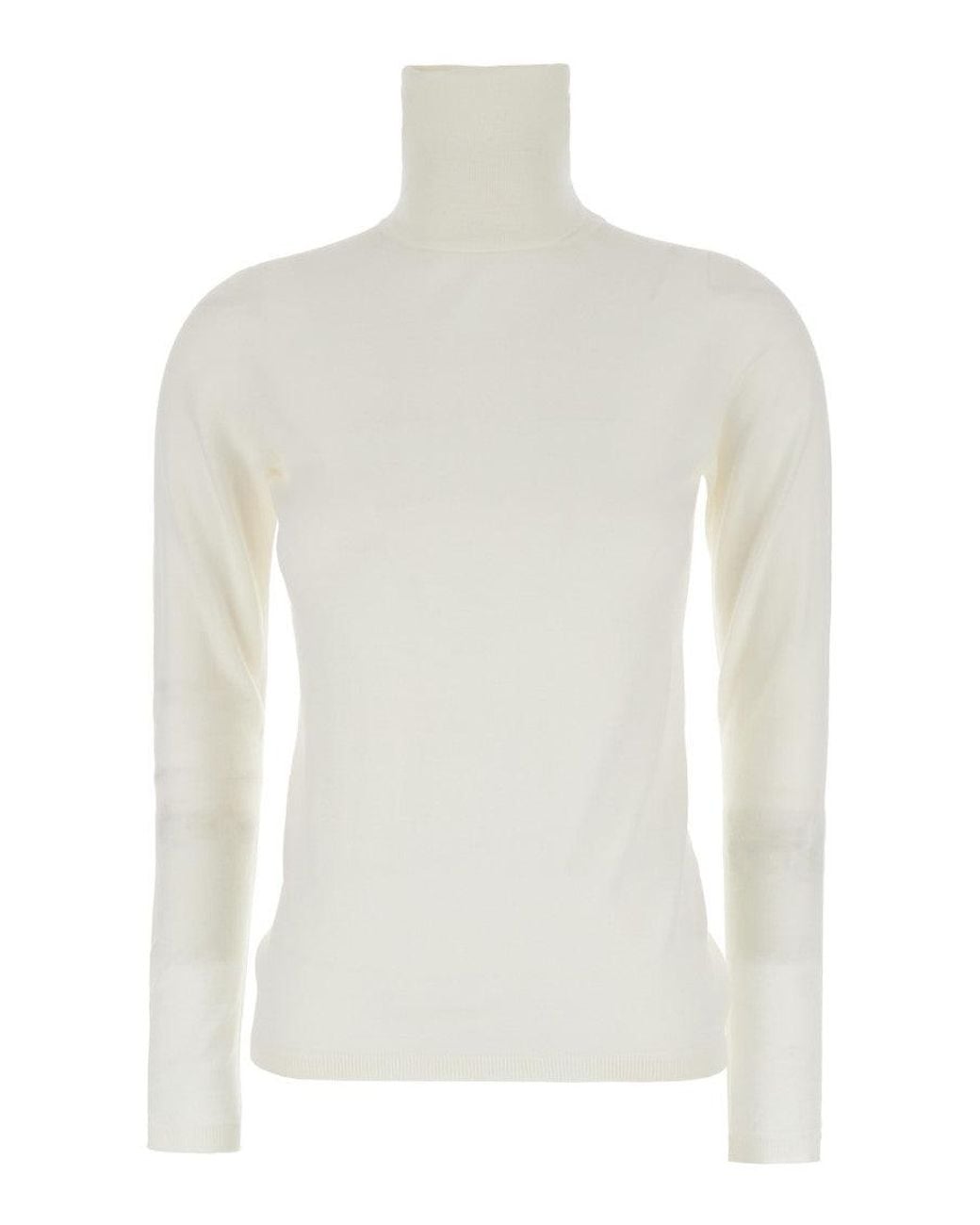 Max Mara White Solid Turtle Neck Sweater