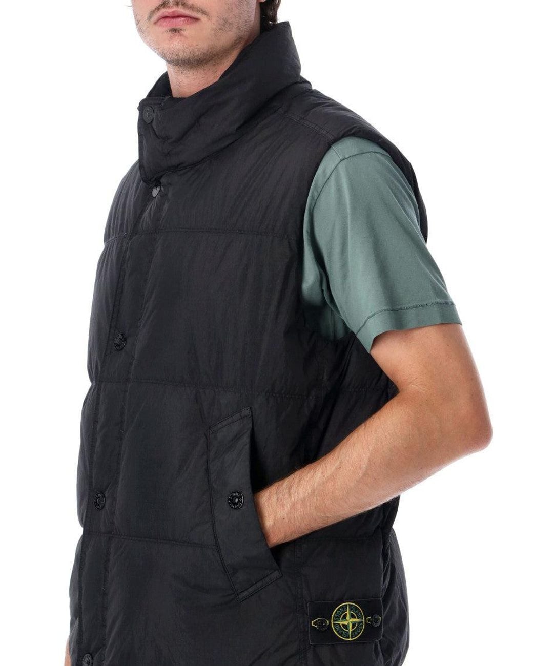 Stone Island Black Mock Collar Jacket for men