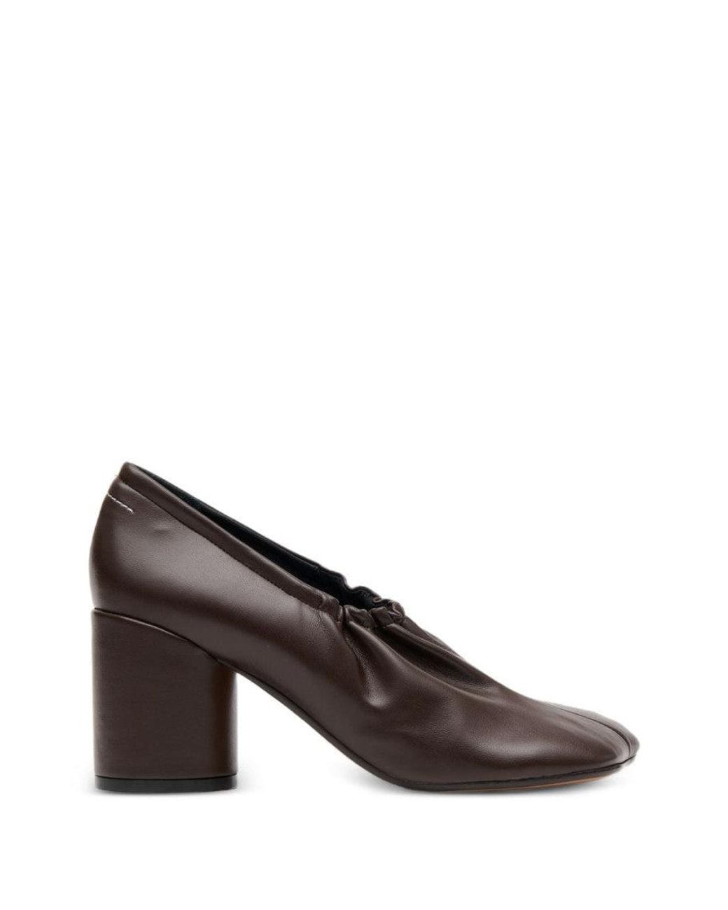MM6 by Maison Margiela Brown Leather Slip-On Pumps