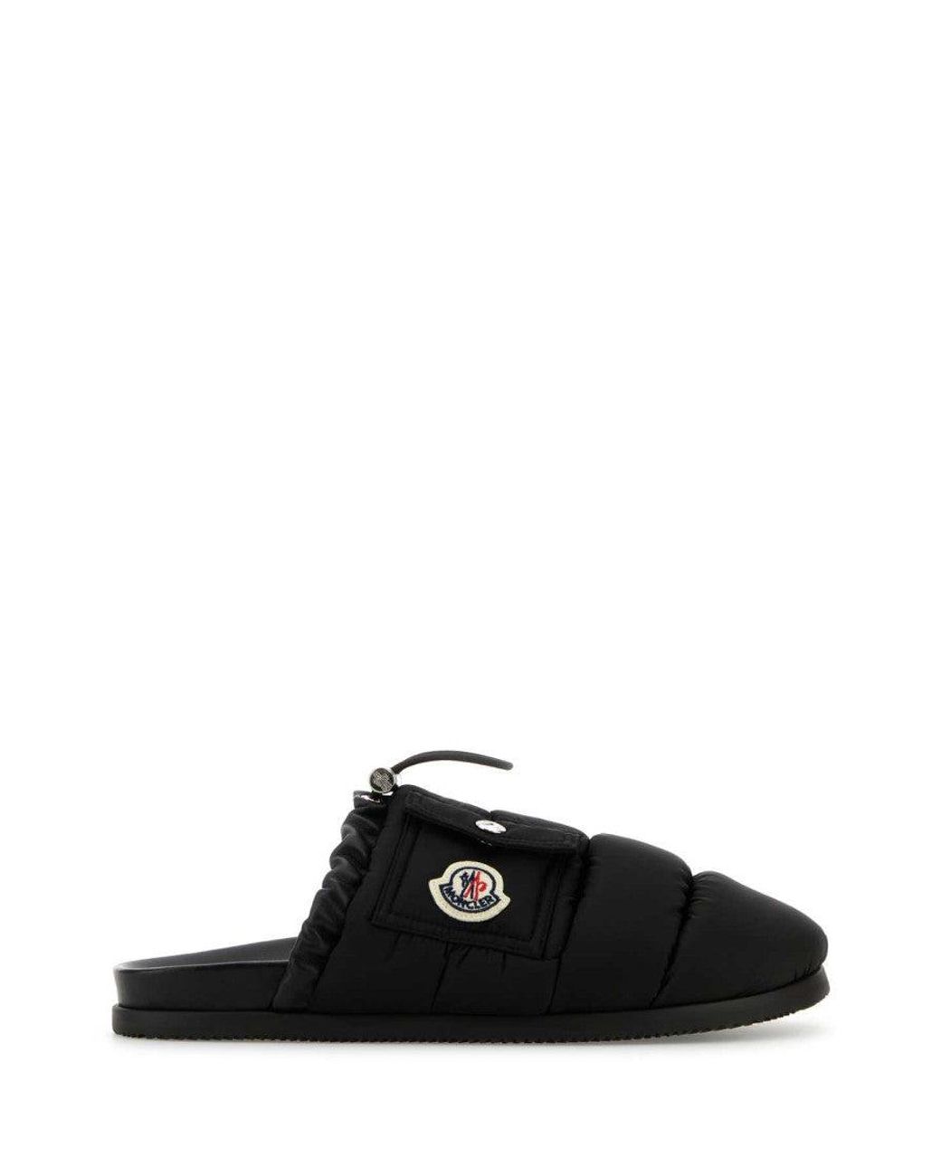 Moncler Black Fabric Mon Pocket Slippers