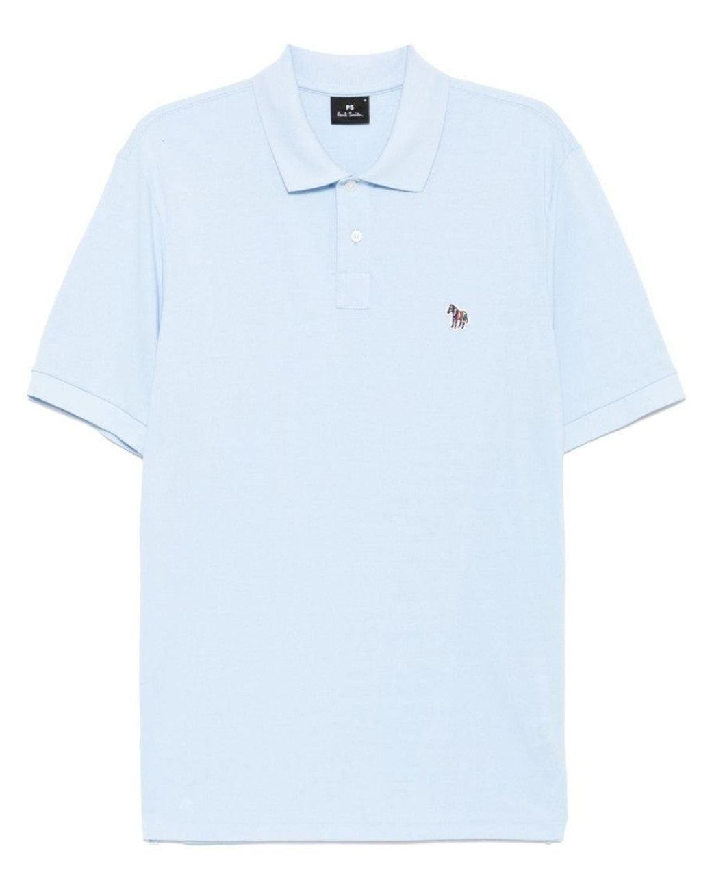 Paul Smith Blue Solid Shirt Collar Polo for men