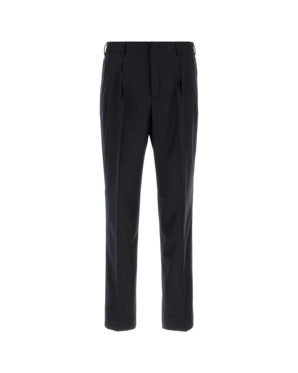 PT Torino Black Dark Pleated Trousers for men