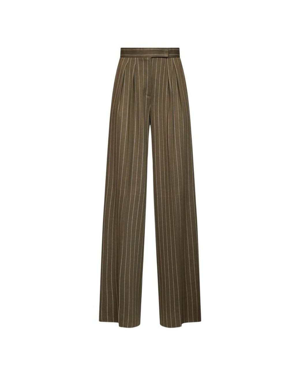 Max Mara Natural Flared Pleated Pants