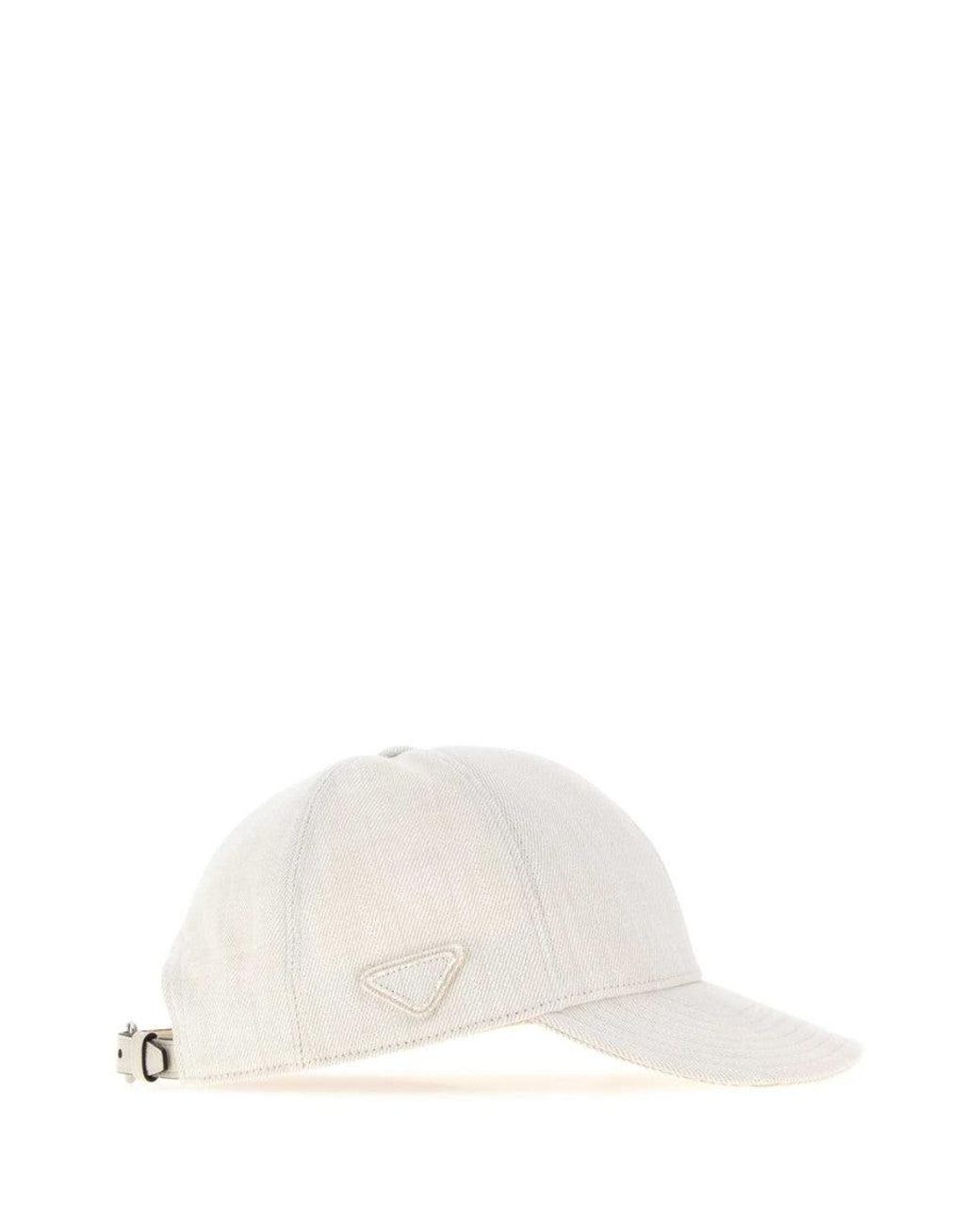 Prada White Textured Baseball Hat for men