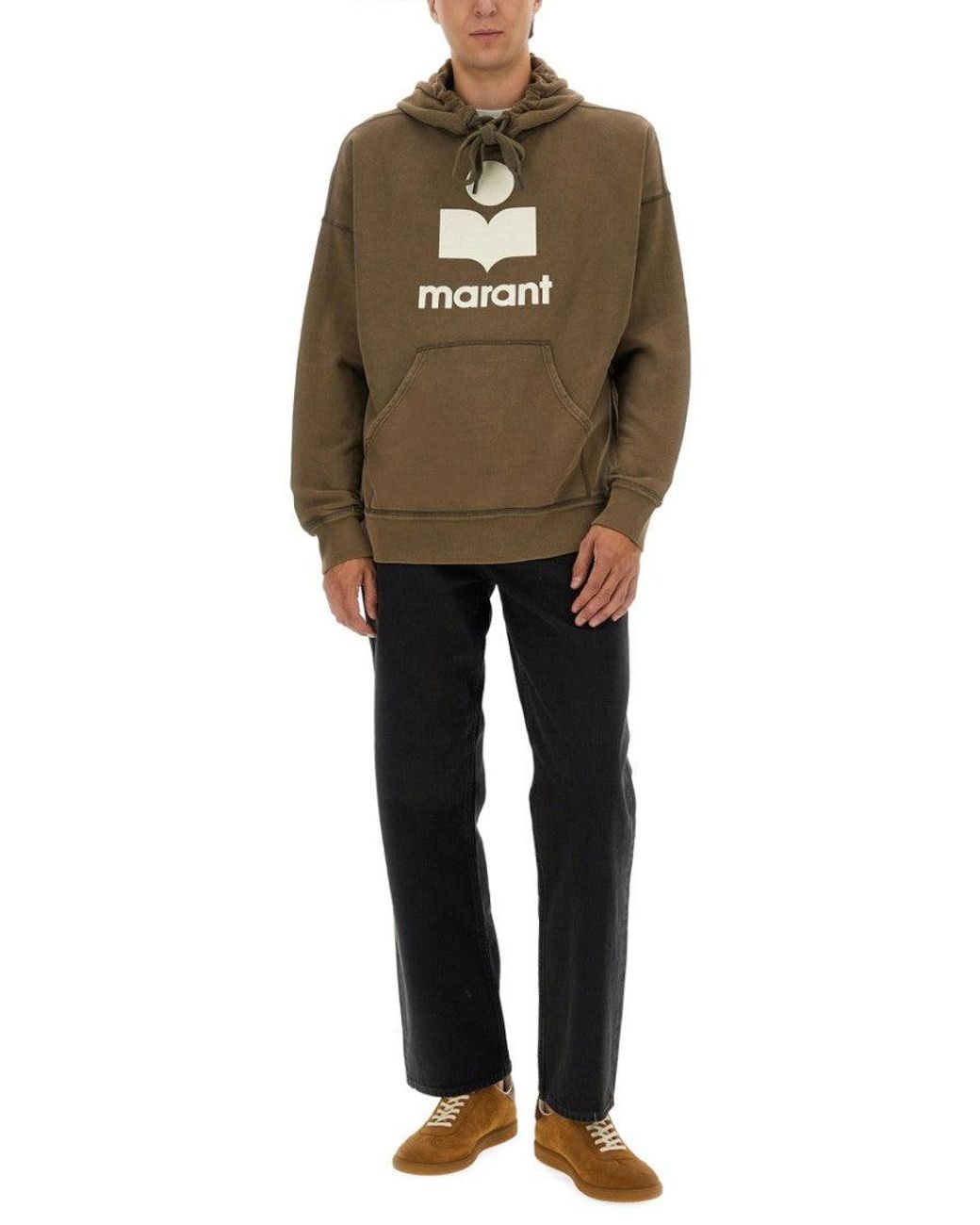 Isabel Marant Green Logo Relaxed Hoodie for men