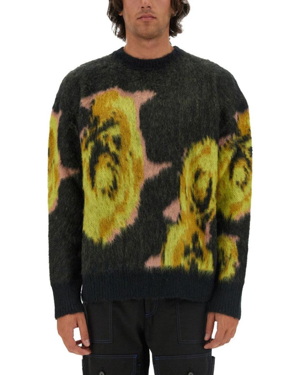 MSGM Black Pixelled Roses T-Shirt for men
