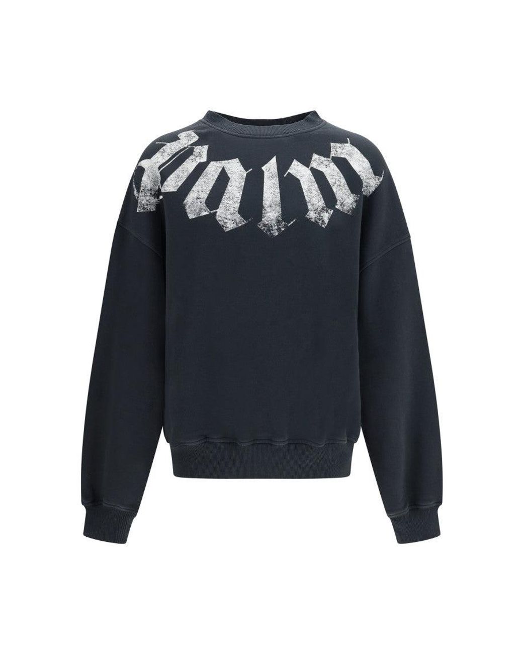 Palm Angels Blue Big Neck Logo Sweatshirt for men