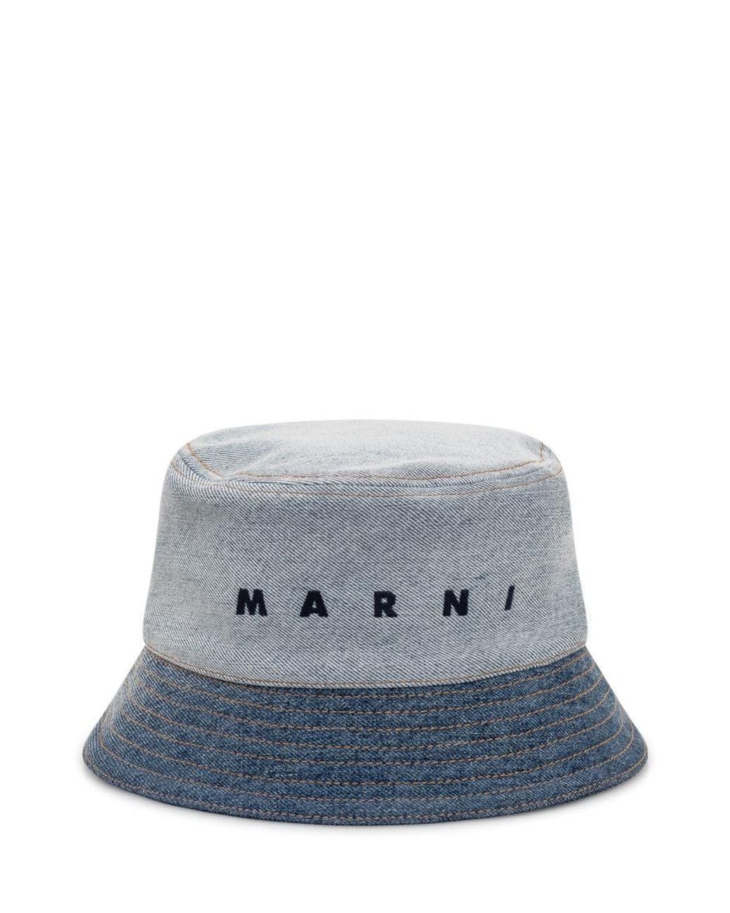 Marni Blue Logo Bucket Hat for men