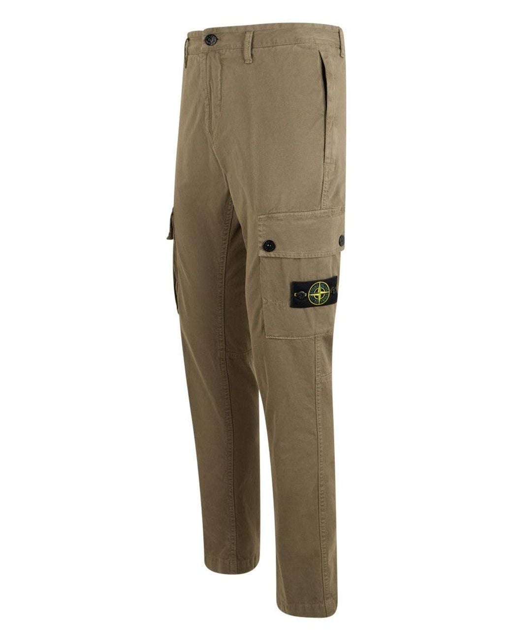 Stone Island Green Straight Cargo Pants for men