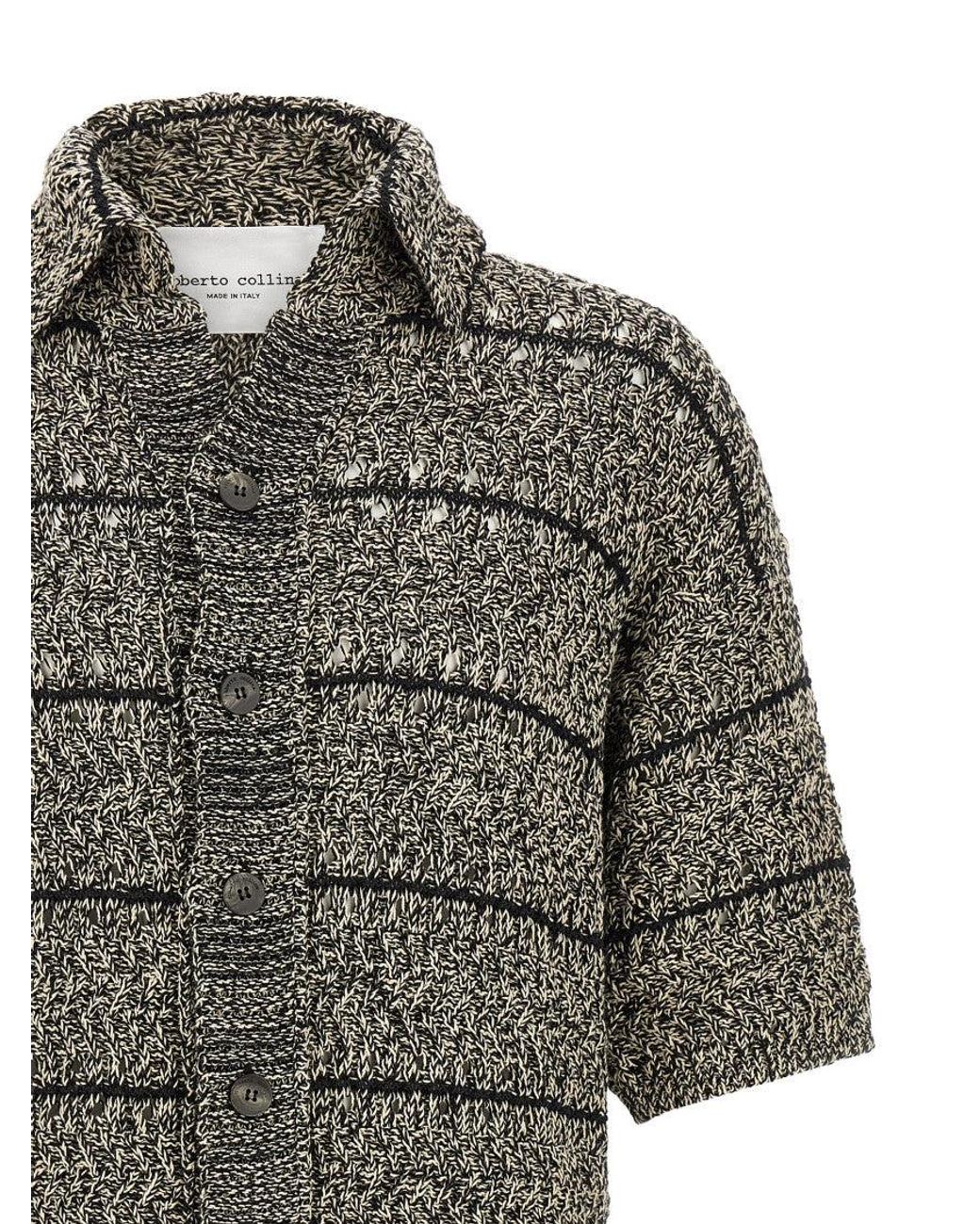 Roberto Collina Gray Mouliné Insert Cardigan for men