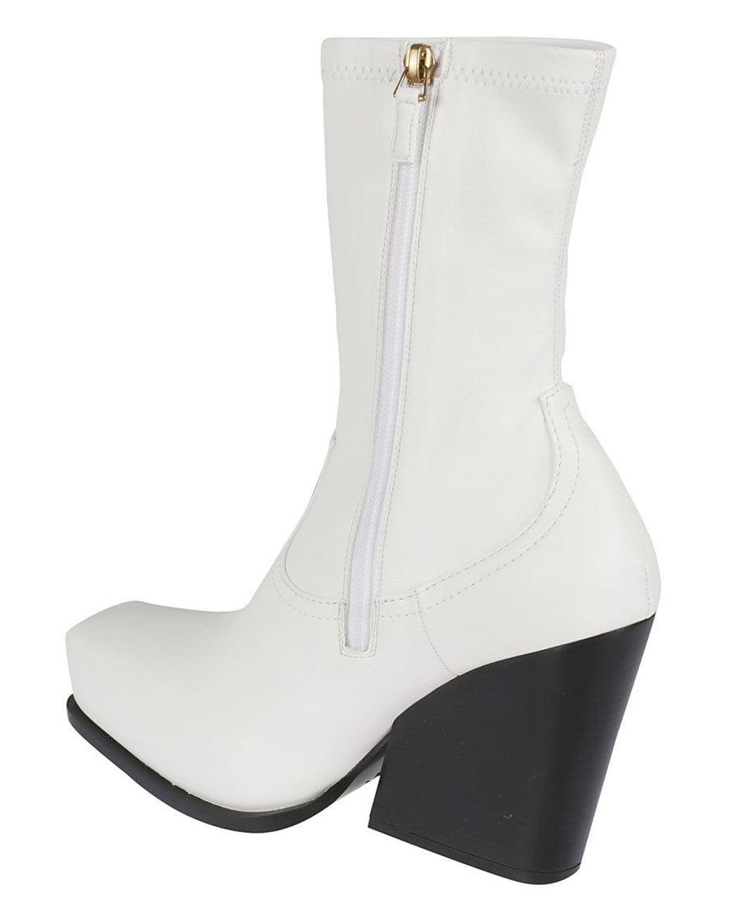 Stella McCartney White Cowboy Ankle Boots