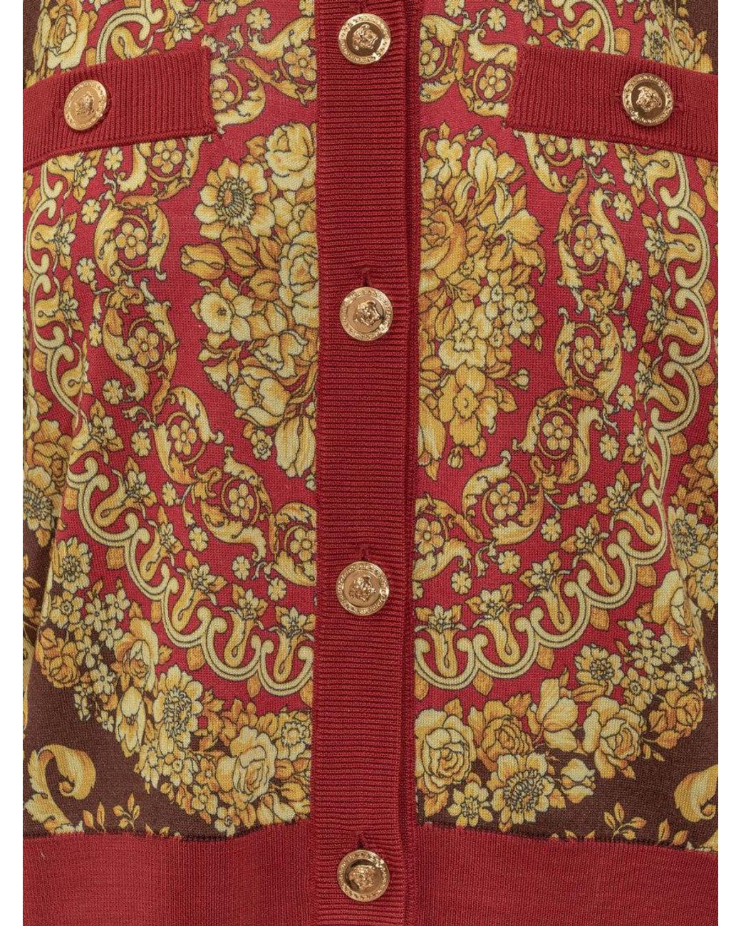 Versace Multicolor Printed Round Neck Cardigan