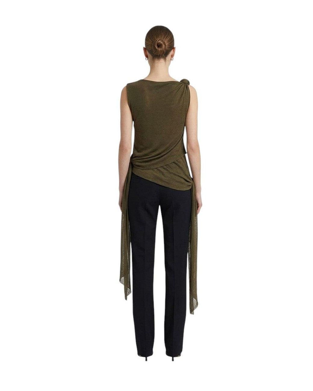 Ganni Green Boat Neck Top