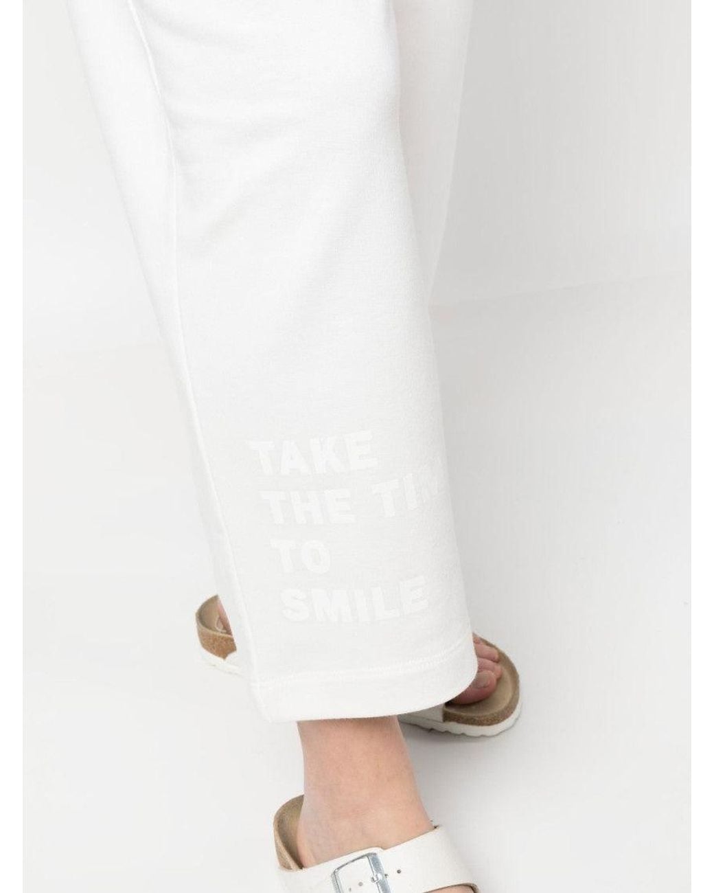 Joshua Sanders White Smiley Logo Sweatpants