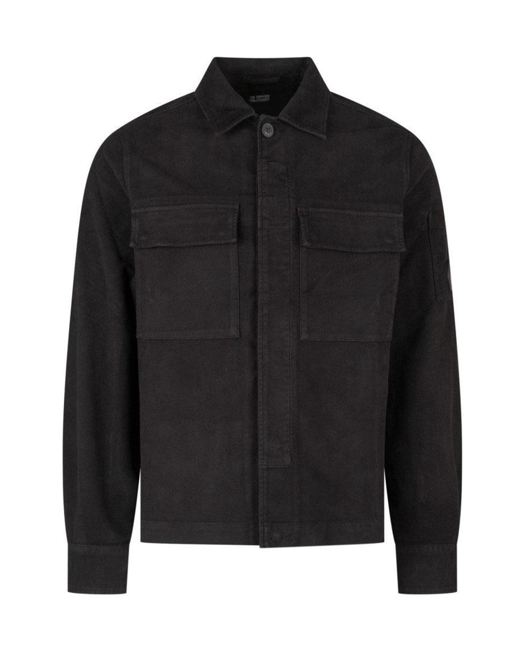 C P Company Black Regular Overshirt for men