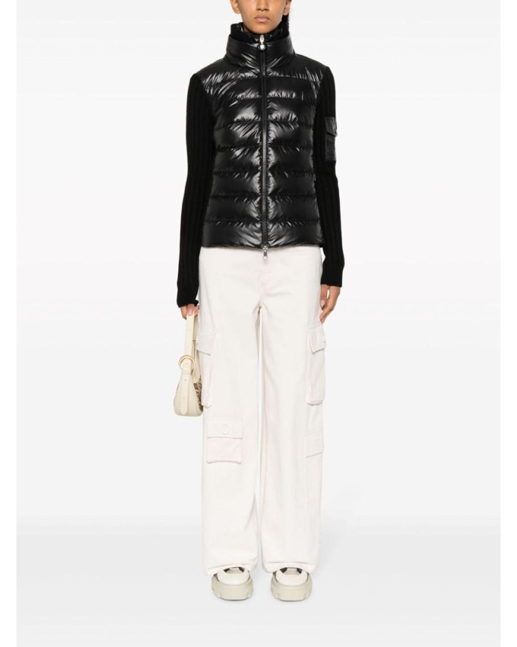 Moncler Black Logo Patch Wool Puffer