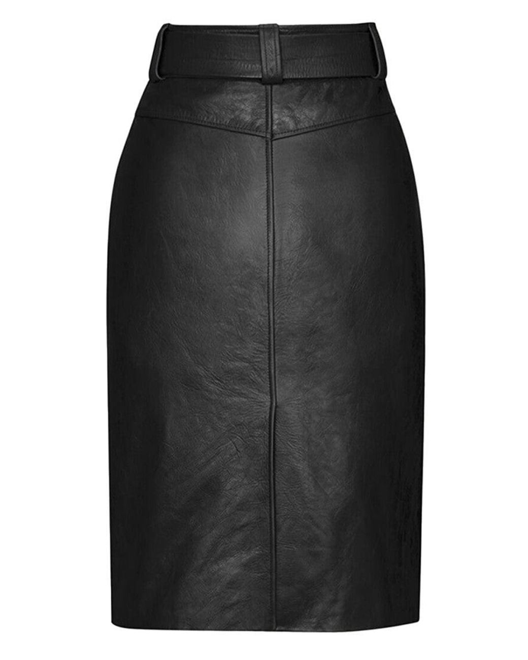 Saint Laurent Black Solid Midi Skirt