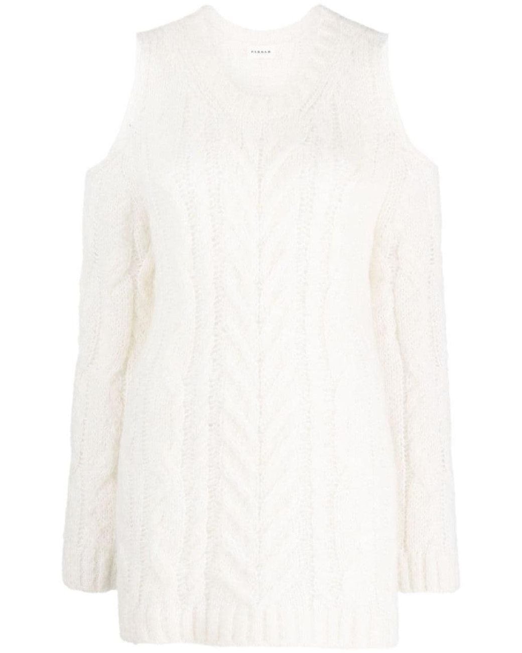 P.A.R.O.S.H. White Off-Shoulder Crochet Jumper
