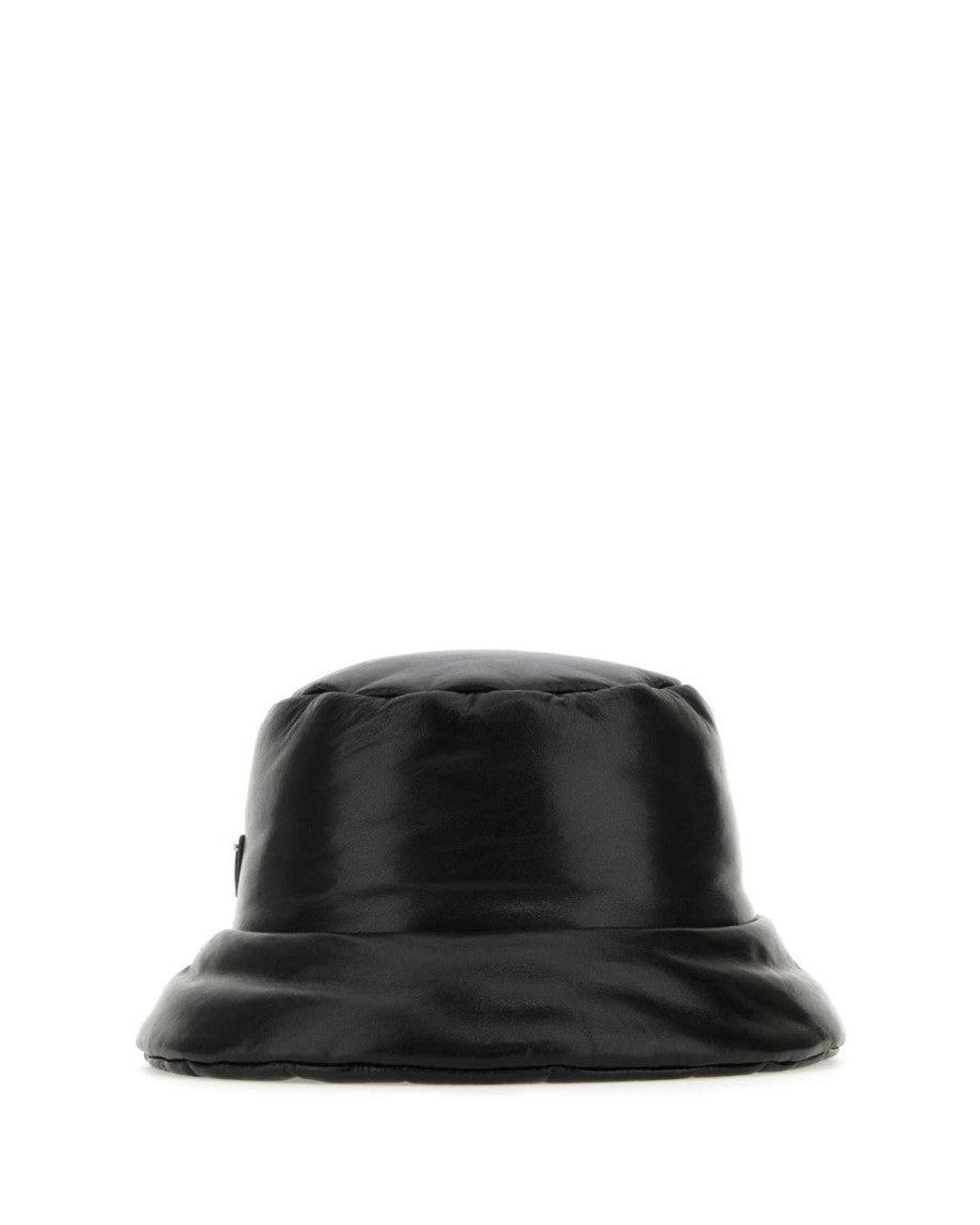 Prada Black Nappa Leather Padded Hat