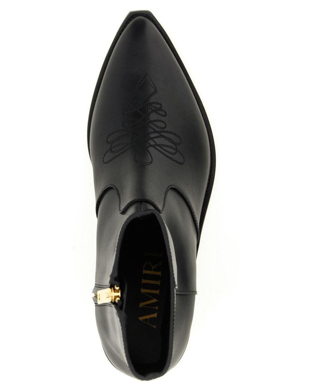 Amiri Black Embroidered Boots for men