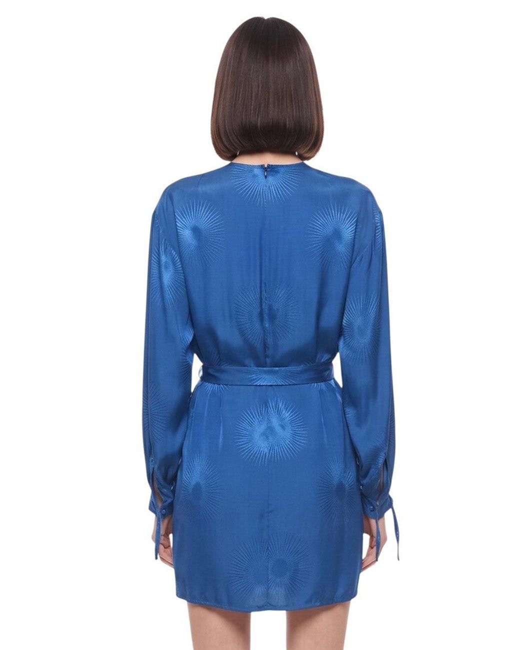 Stella McCartney Blue Textured Round Neck Mini Dress