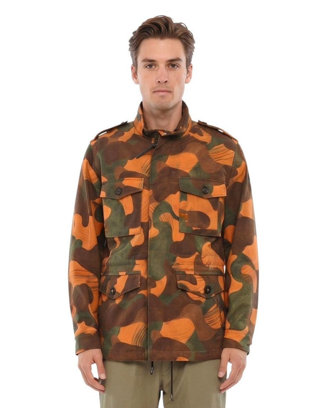 Woolrich Orange Camo Print Jacket for men