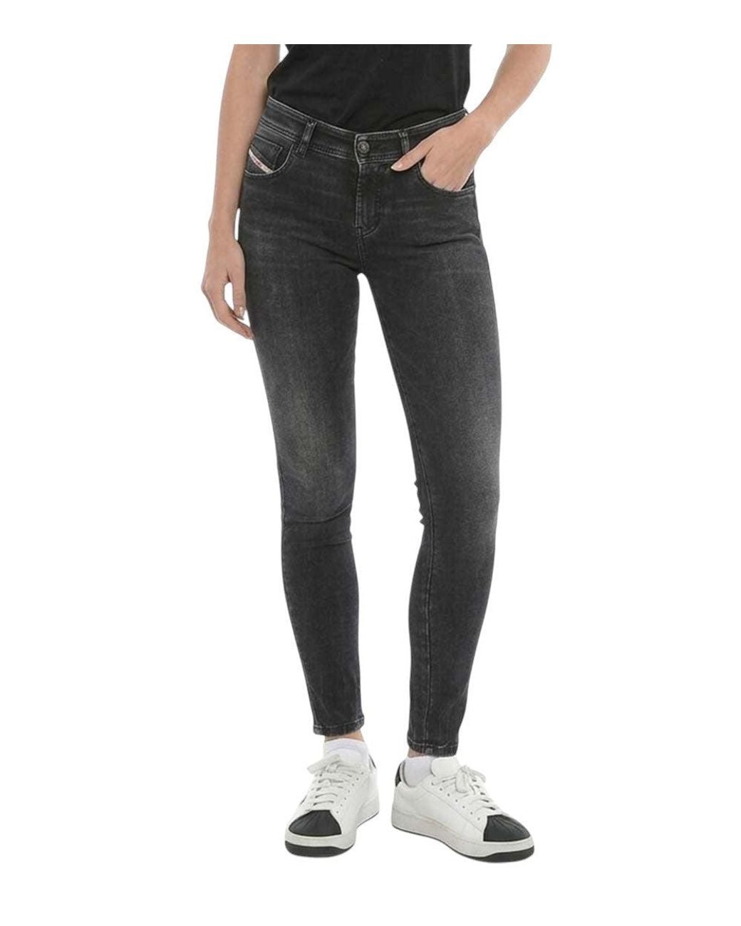 DIESEL Black Skinny Mid Rise Jeans