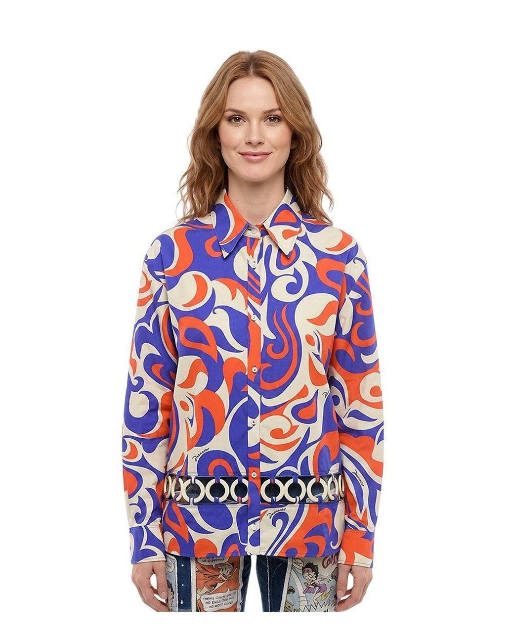 DSquared² Blue Regular Abstract Shirt