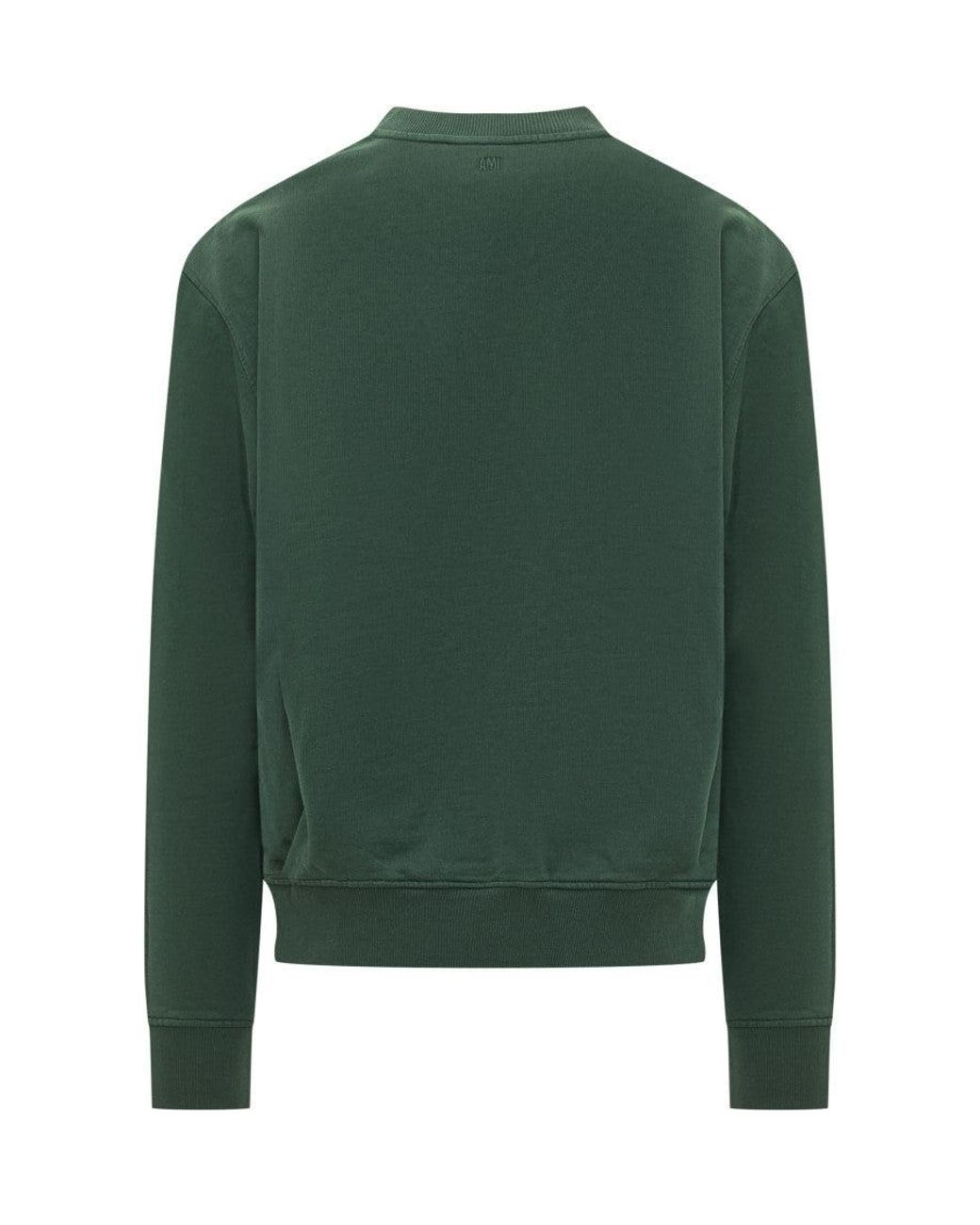 AMI Green Crew Neck Sweatshirt for men